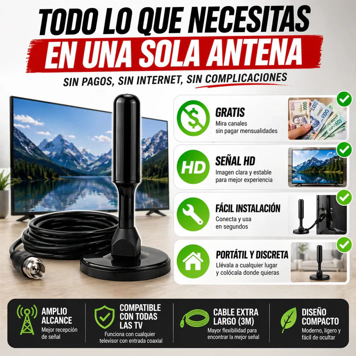 Antena Digital 4K Ultra HD | + Canales Gratis + Envio GRATIS + 50% de Descuento